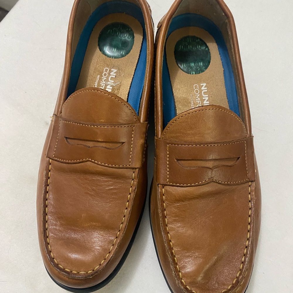Nunn Bush Men's Tan Leather‎ Loafers Slip-Ons Size 9.5 Memory Foam